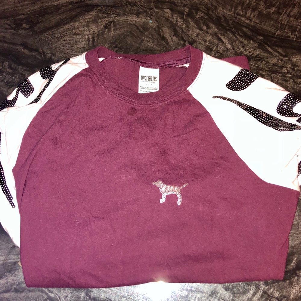 VS - Pink Maroon Sequined long sleeve